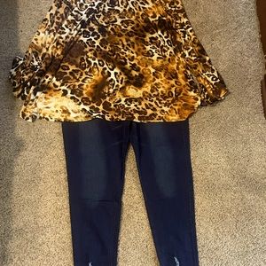 NEW Women’s Two Piece Outfit sz 5X Leopard